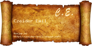 Czeider Emil névjegykártya